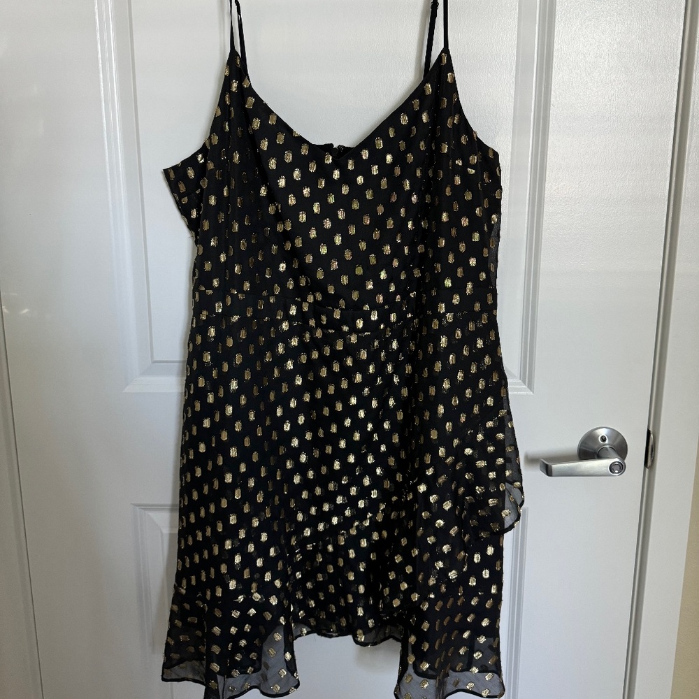 Banana Republic Chiffon Polka Dot Gold Mini Dress Size 20